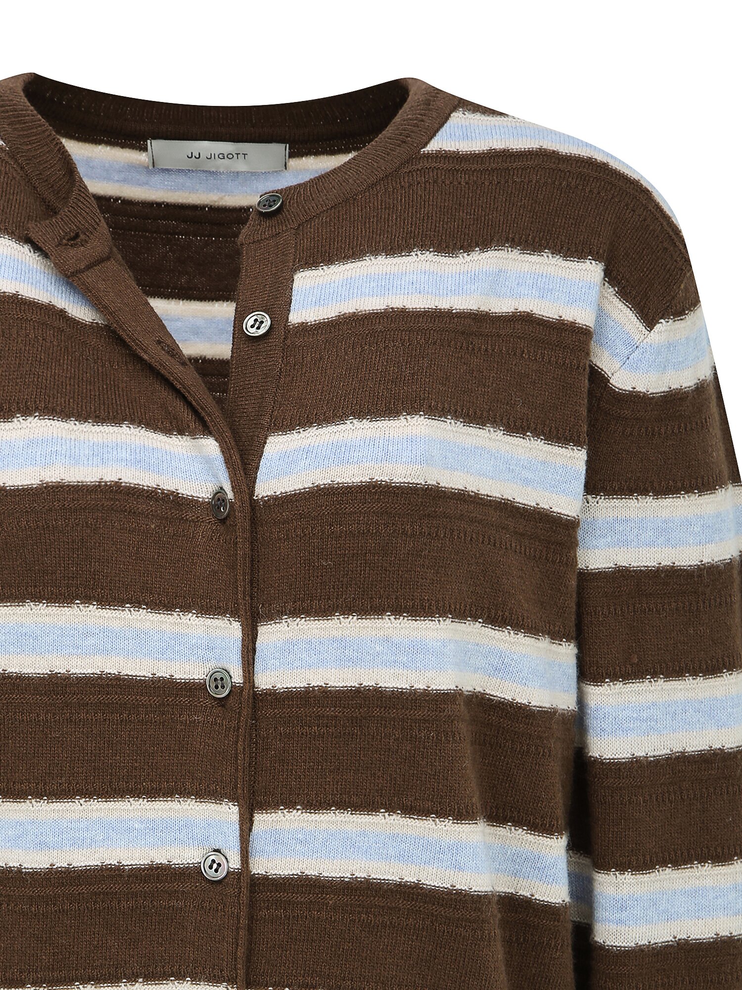 울 스트라이프 라운드넥 가디건 (STRIPE BROWN)