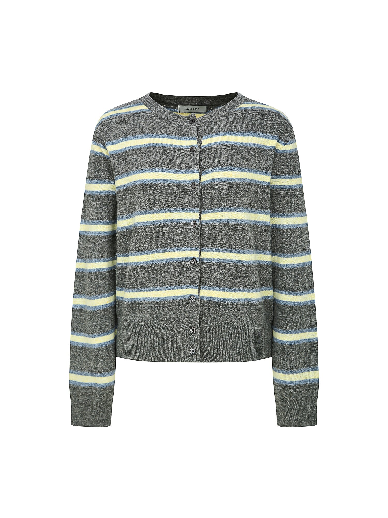 울 스트라이프 라운드넥 가디건 (STRIPE GREY)