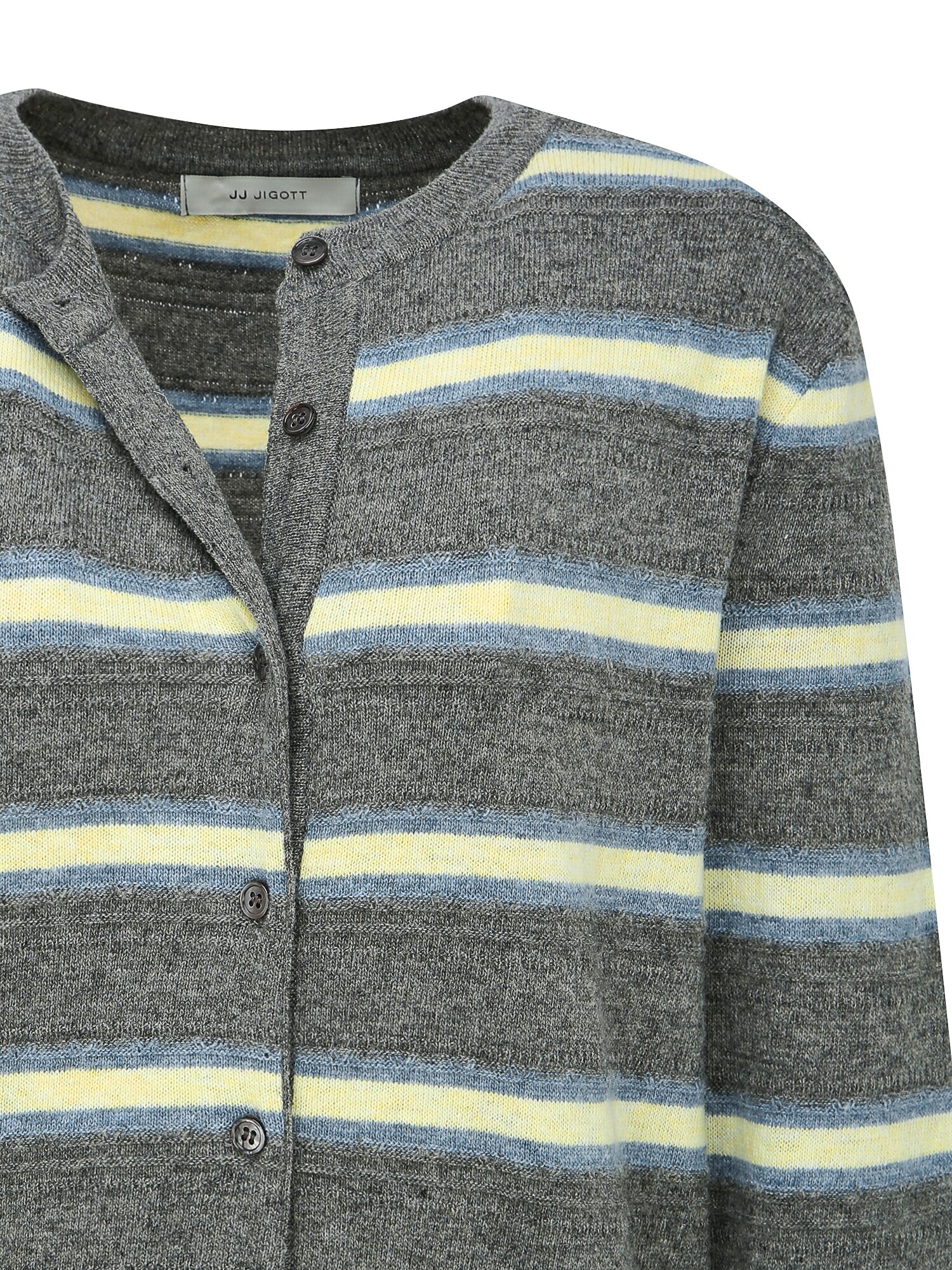 울 스트라이프 라운드넥 가디건 (STRIPE GREY)