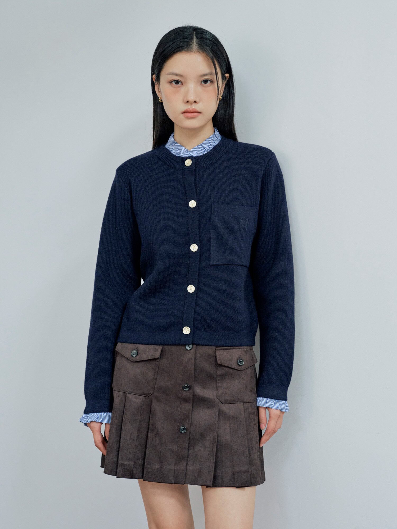 디테쳐블 프릴 라운드넥 가디건 (NAVY)