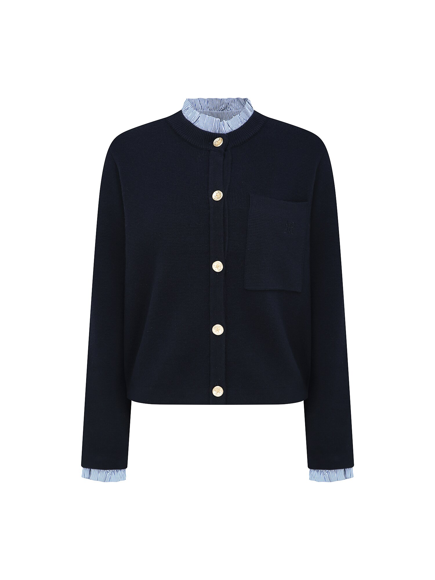 디테쳐블 프릴 라운드넥 가디건 (NAVY)