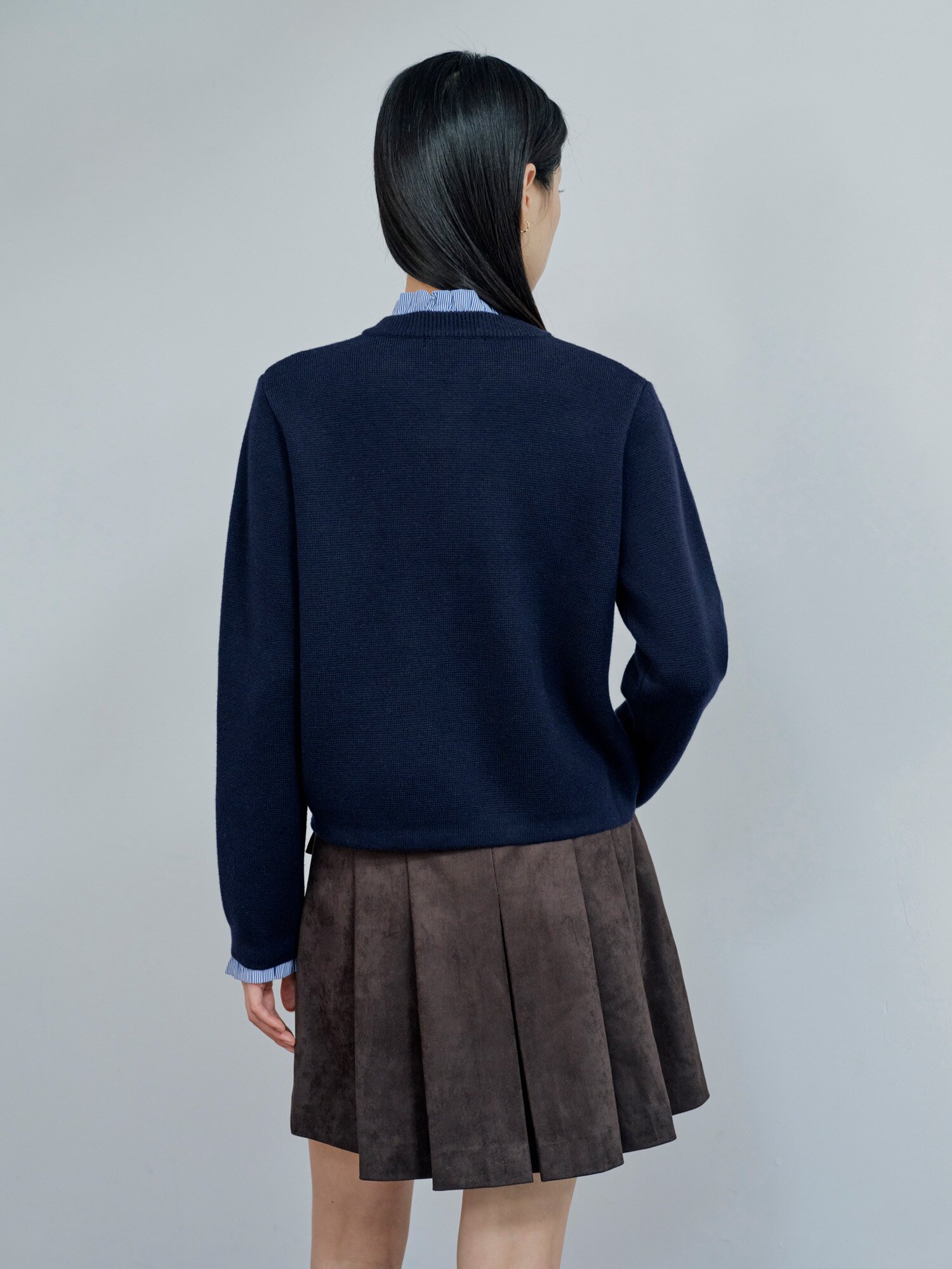 디테쳐블 프릴 라운드넥 가디건 (NAVY)