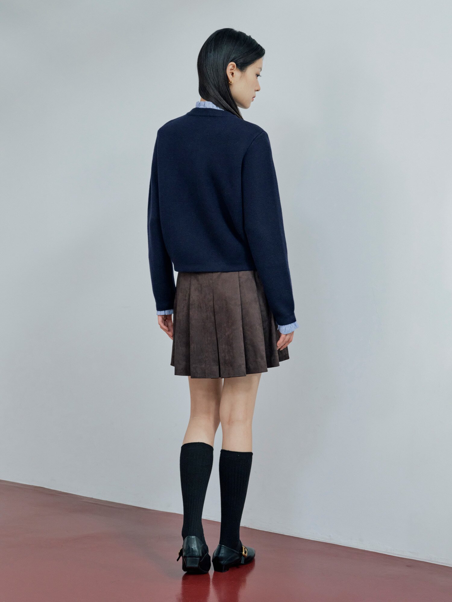 디테쳐블 프릴 라운드넥 가디건 (NAVY)