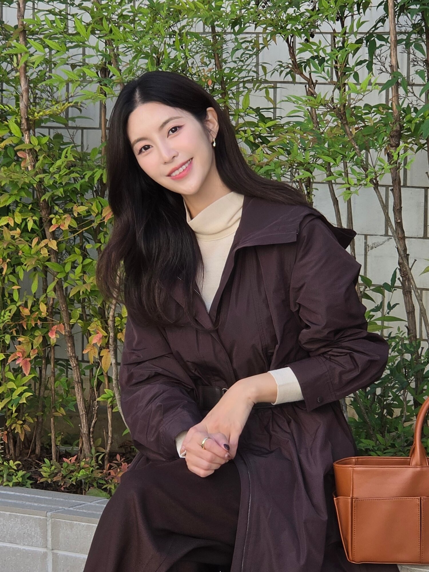 레이어 후드 집업 롱 트렌치 코트 (BROWN)