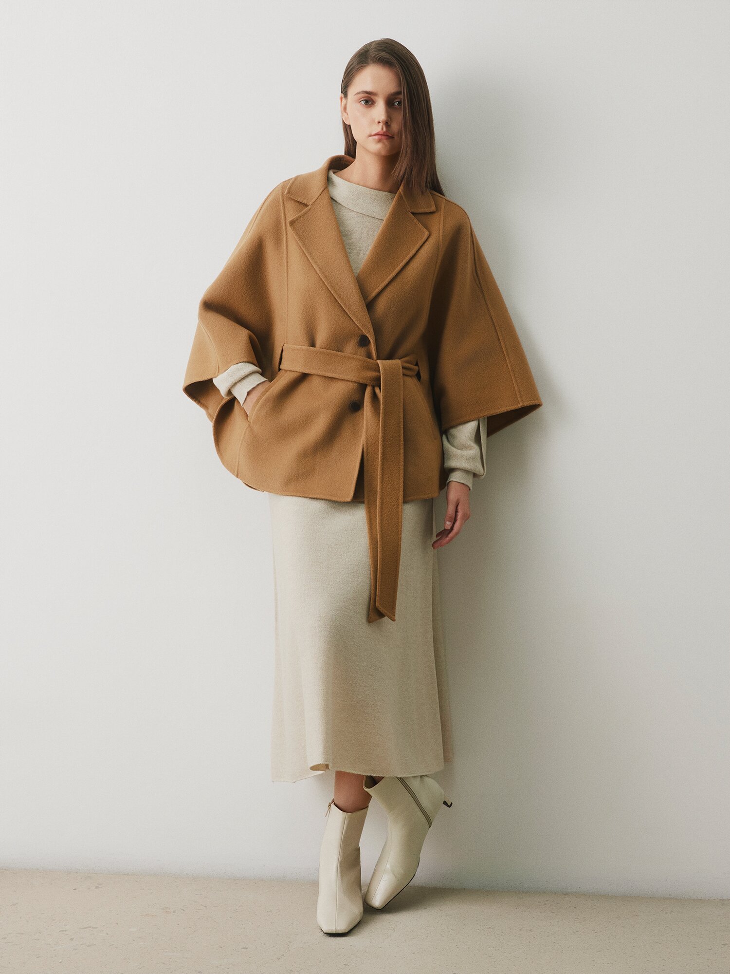 캐시미어 케이프 핸드메이드 코트 (CAMEL)