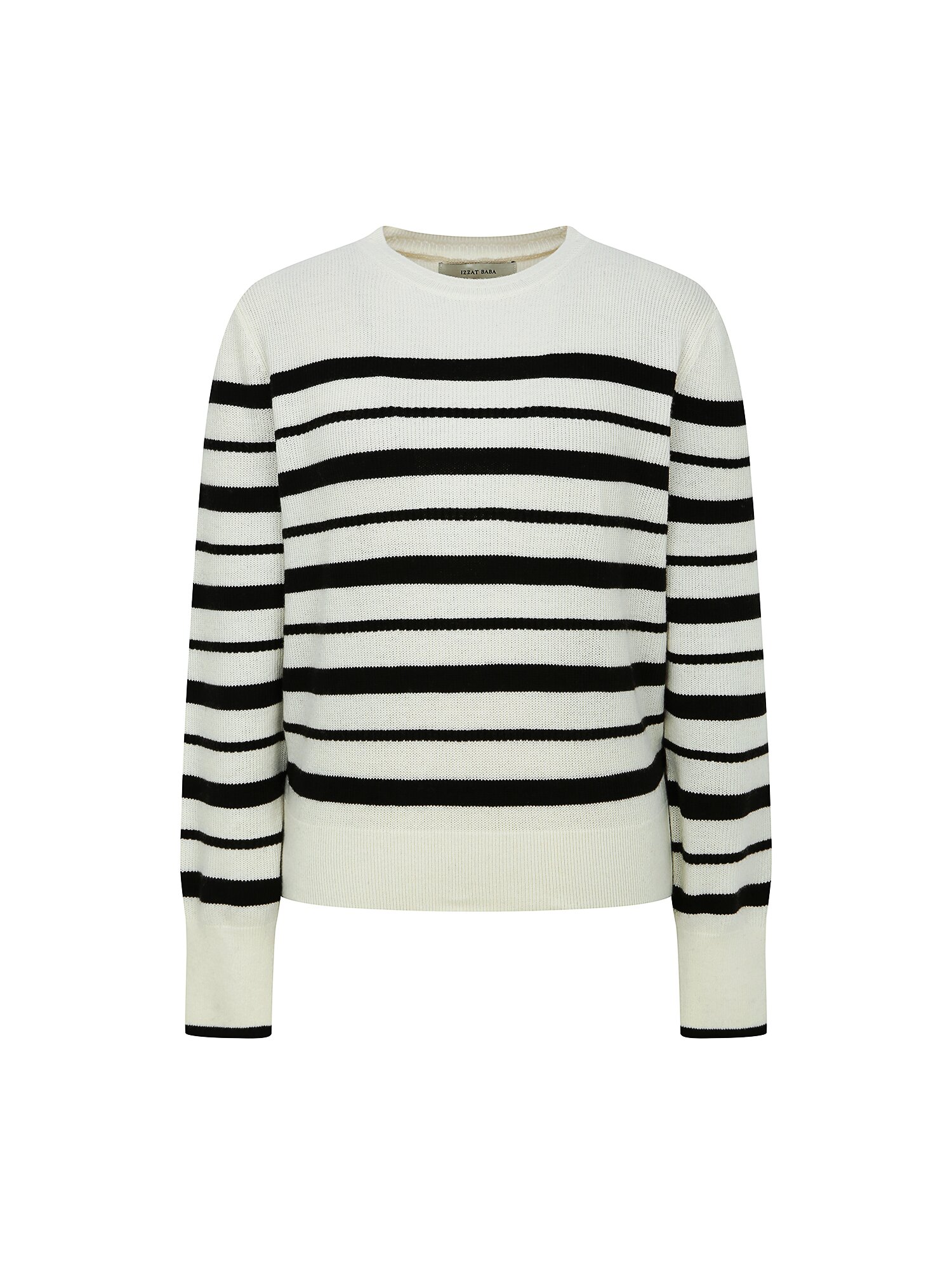 울 스트라이프 라운드넥 니트 (STRIPE BLACK)