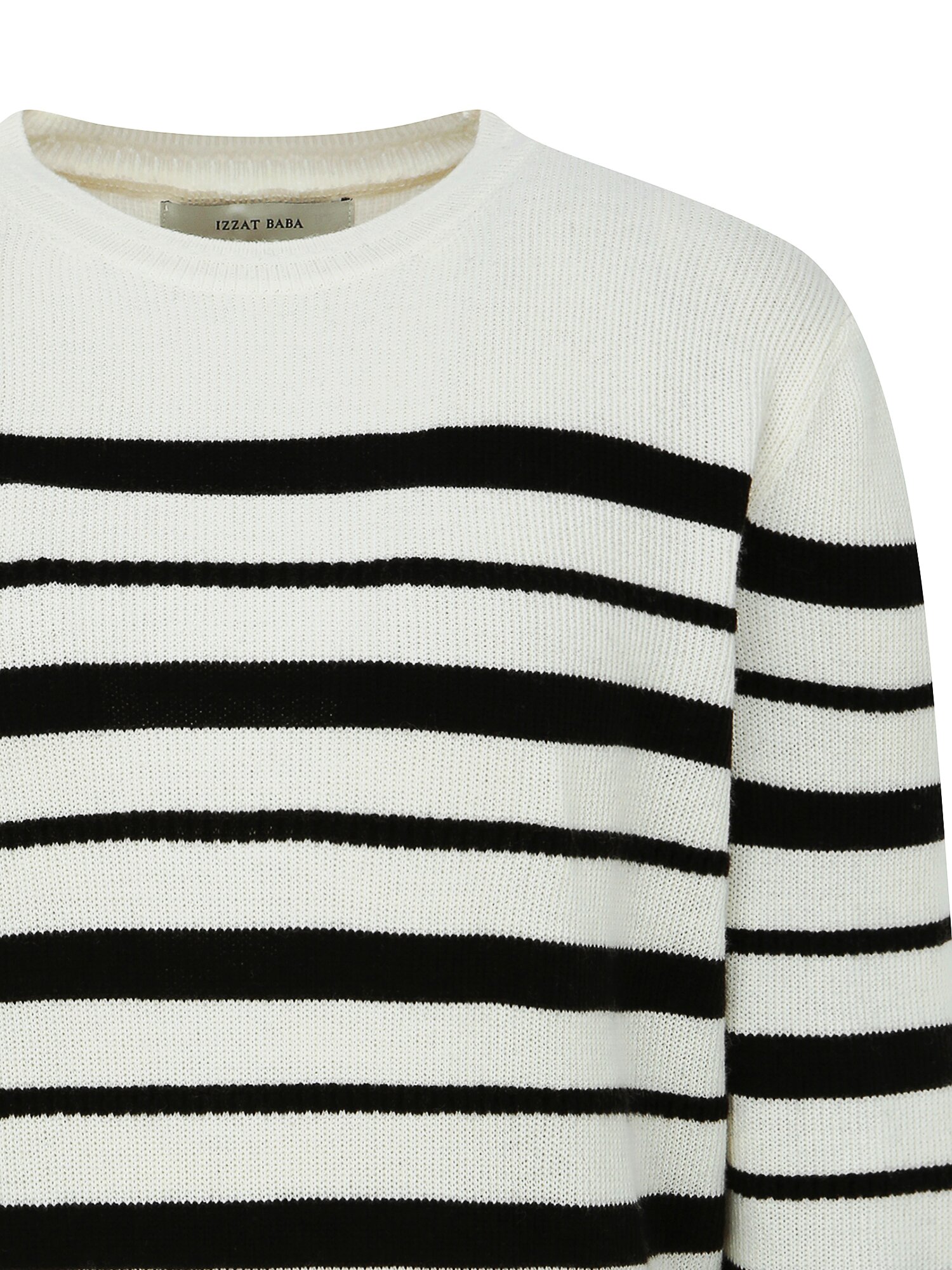울 스트라이프 라운드넥 니트 (STRIPE BLACK)