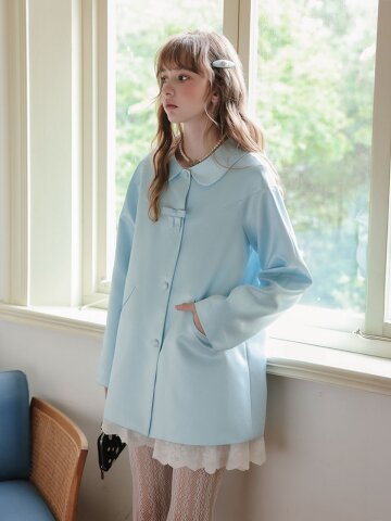 Cest_Blue doll collar loose coat