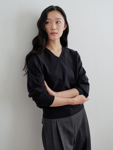 [26FW] Essentials V-neck Knit_Black