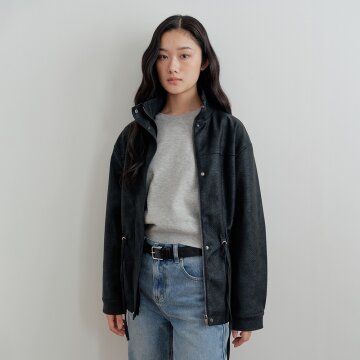 [26FW] Heden String Leather Jacket_Black