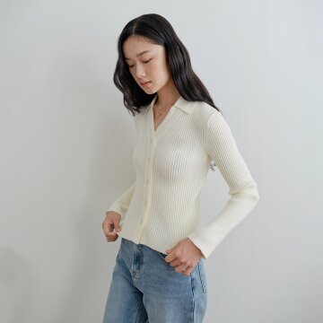 [26FW] Slim Ribbed Collar Knit_Ivory
