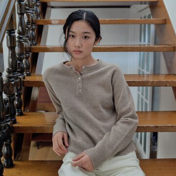 [26FW] Cash Wool Raglan Hanley-Neck Knit_Puer Beige