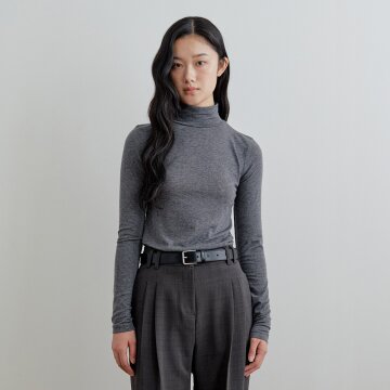 [26FW] Soft Wool Turtleneck Top_Charcoal Grey