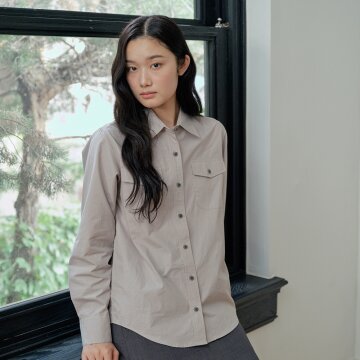 [26FW] Double Pocket Cotton Shirt_Grey
