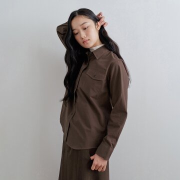 [26FW] Double Pocket Cotton Shirt_Brown
