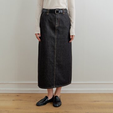 [26FW] Stitch Point Denim Long Skirt_Non-Fade
