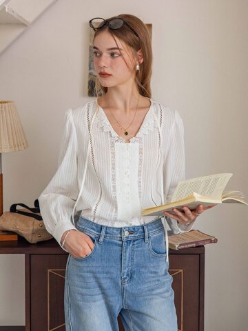 DA_Hollow-out lace blouse