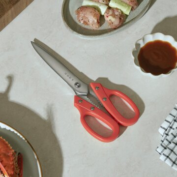 하로로 무연마제 스텐 초키 양손 넌스틱 주방 가위 레드