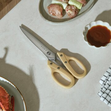 하로로 무연마제 스텐 초키 양손 넌스틱 주방 가위 노랑