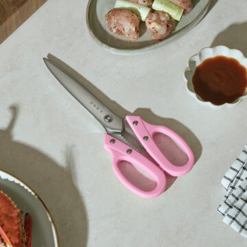 하로로 무연마제 스텐 초키 양손 넌스틱 주방 가위 핑크