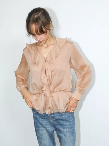 DD_Ruffle sheer blouse_2color