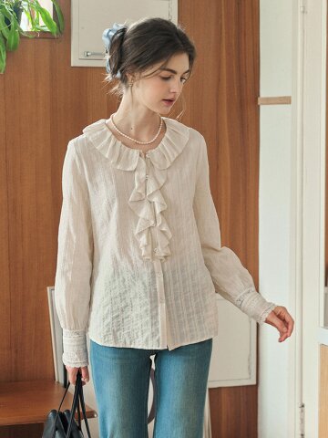 SR_Textured striped commuter blouse
