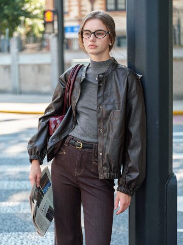 SR_Collar loose cropped jacket