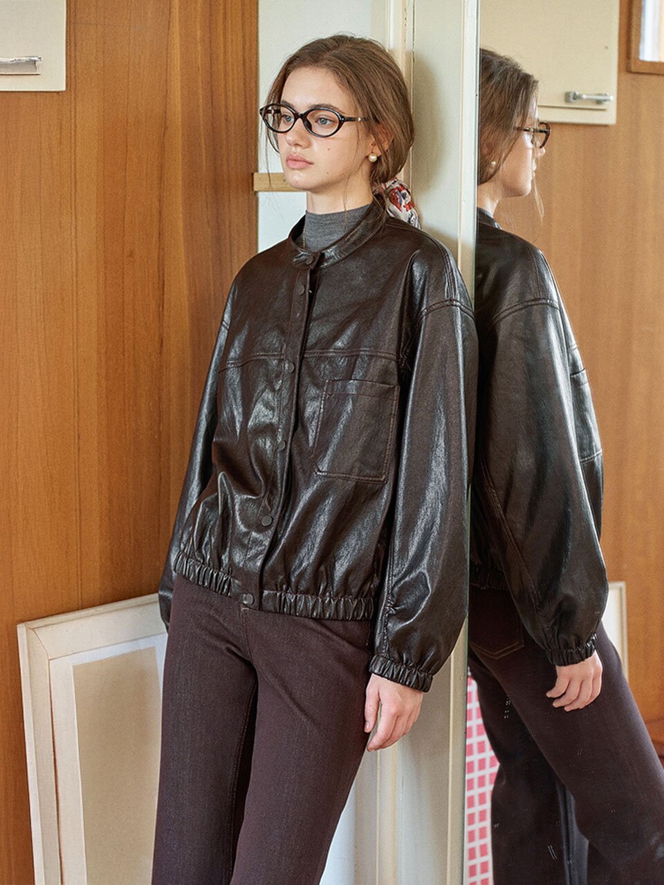 SR_Collar loose cropped jacket