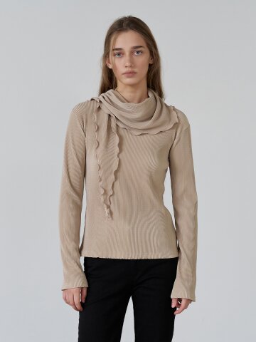플리츠 머플러 레이어드 탑 BEIGE