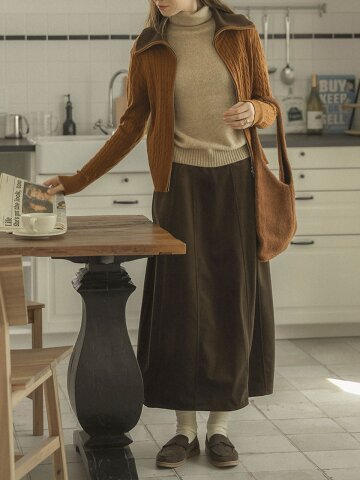 PM_Velvet a-line midi skirt_2color