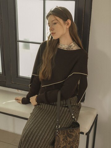PM_Ruffle layered knit top