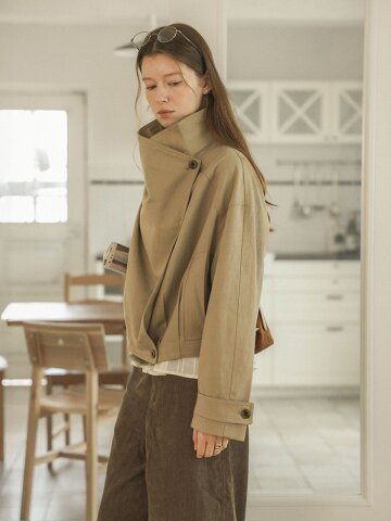 PM_Asymmetric high neck jacket_2color