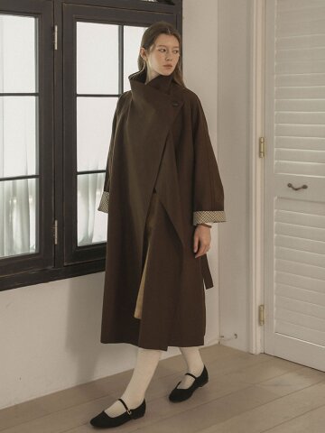 PM_Asymmetric wrap long coat