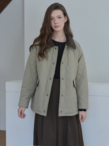 Diamond Quilted Safari Jacket - BEIGE