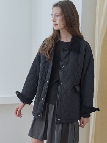Diamond Quilted Safari Jacket - BLACK