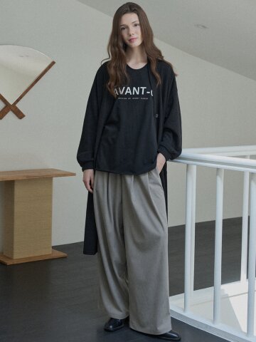 Oversize Long Knit Cardigan -BLACK