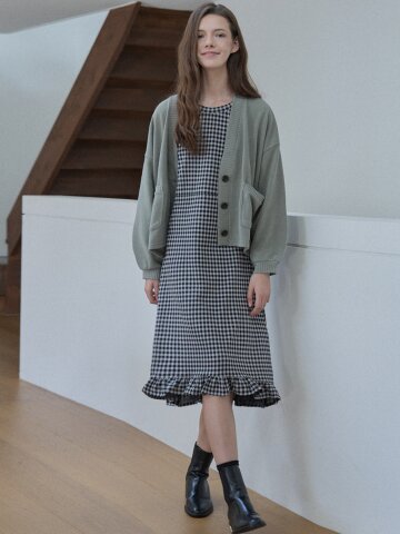 Overfit Basic Knit Cardigan -Khaki