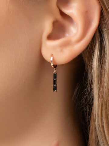 14K GF 슬림 블랙 드롭 원터치 귀걸이 ELGPEE593