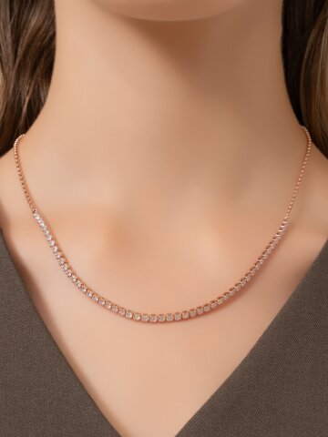 하프 클래식 테니스 목걸이 ELBRNN257 (14K Gold Plated)