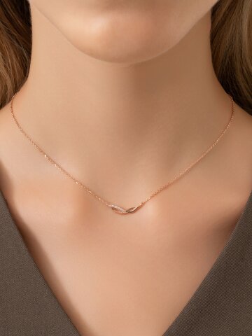 로제 웨이브 라인 목걸이 ELBRNN252 (14K Gold Plated)