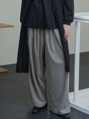 Corduroy Banding Wide Pants - MOCHA