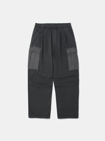 UTILITY POCKET DYED FLEECE WIDE SWEATPANTS_CHARCOAL