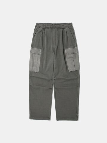 UTILITY POCKET DYED FLEECE WIDE SWEATPANTS_KHAKI