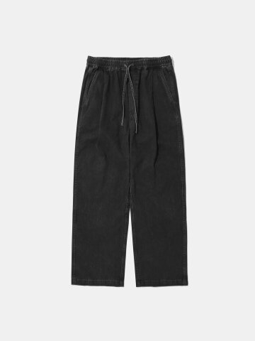 LOOSE-FIT WASHED TWILL PINTUCK PANTS_CHARCOAL