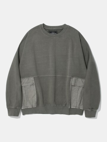 UTILITY POCKET DYED FLEECE SWEAT SHIRT_KHAKI