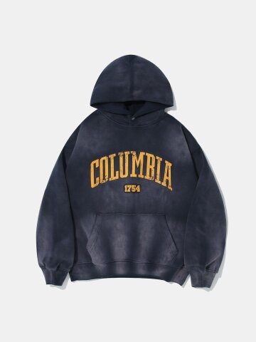 CRACK ARCH SPRAY WASHED FLEECE HOODIE_NAVY