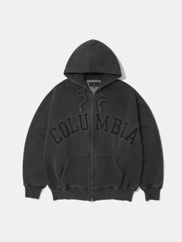 BIG ARCH DYED FLEECE ZIP-UP HOODIE_CHARCOAL