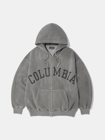 BIG ARCH DYED FLEECE ZIP-UP HOODIE_GRAY
