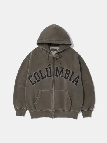 BIG ARCH DYED FLEECE ZIP-UP HOODIE_BROWN