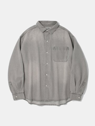SPRAY WASHED ONE POCKET DENIM SHIRT_GRAY JEANS